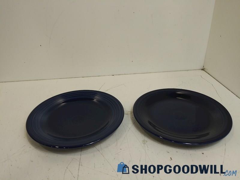 2 PC Fiesta Plates Dinnerware Blue Ceramic Platter Twilight  Large Kitchen Decor
