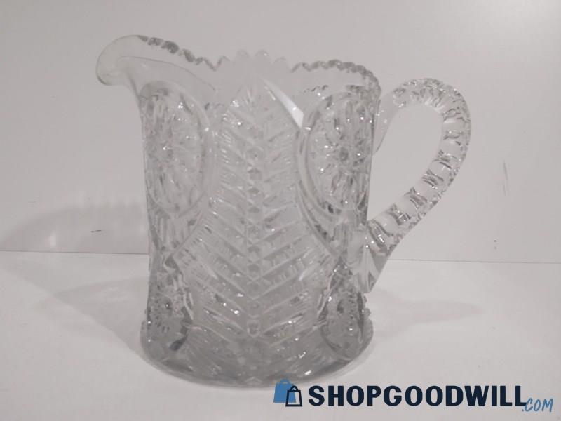 Vintage Tall EAPG Glass Crystal Pitcher Home Kitchen Table Serving Drink Ware  