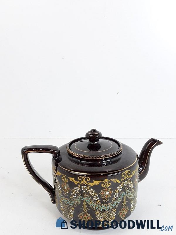 1924 Gibson & Sons Grande Burslem Hand Painted Tea Pot W/ Lid VTG 
