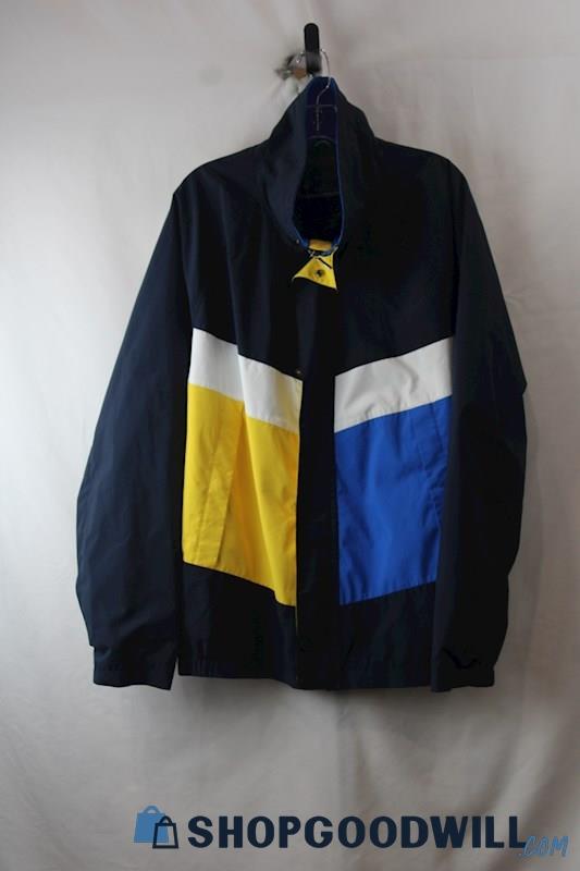 Nautica Men's Blue/Yellow Zip Up Rain Jacket SZ XL