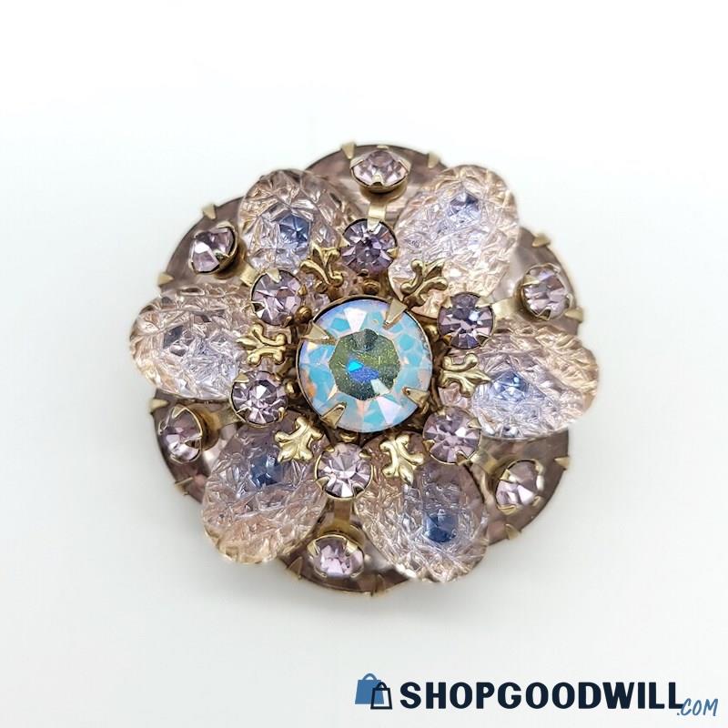 Vintage Molded Purple Glass Brooch