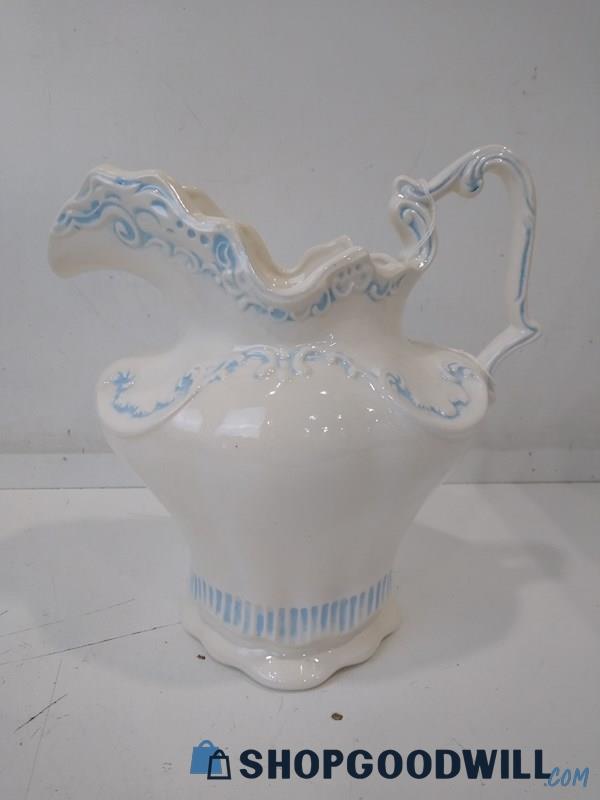 ID#4332 Vintage Arnel's Decorative Blue And White Pitcher 