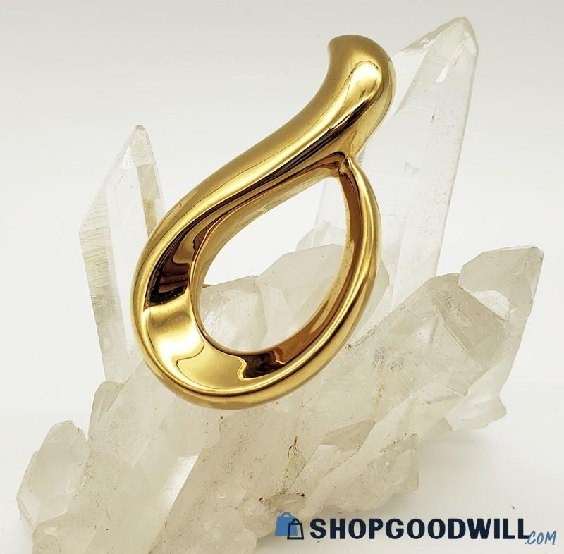 14K Yellow Gold Hollow Teardrop Swirl Brooch 3.86 grams