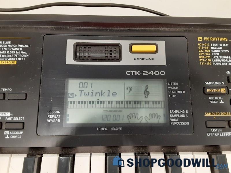Casio CTK-2400 Digital Electronic Piano Keyboard w/Cord Pedal +More POWERS ON