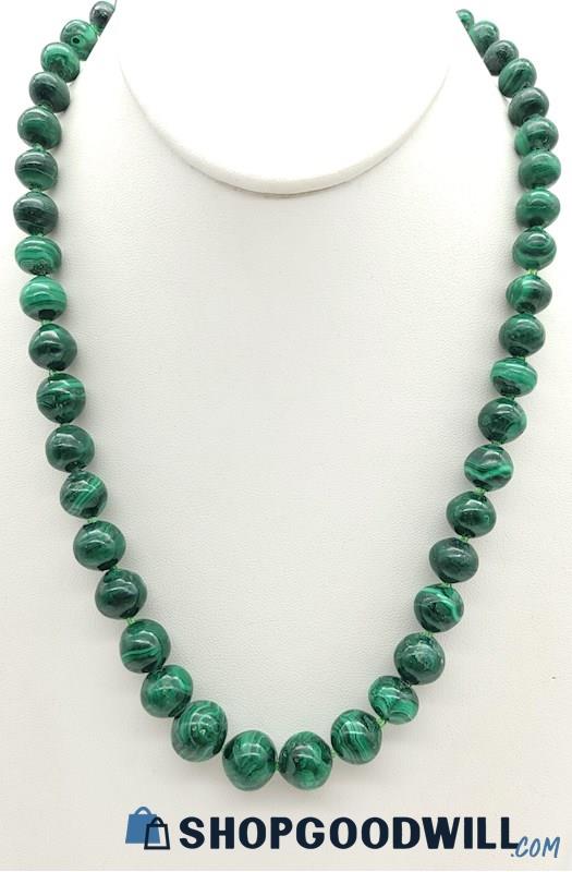 Vintage Malachite Graduating Size Bead Necklace 