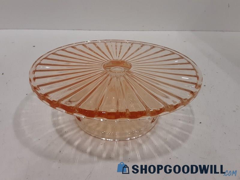 Blush Orange Colored Glass Dessert Stand