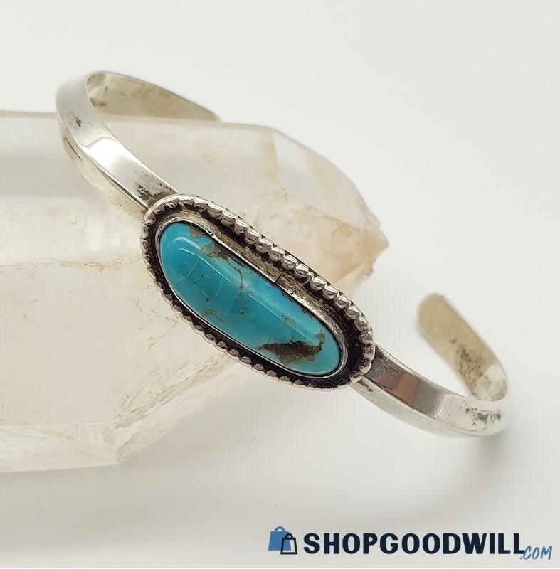 .925 Vintage Turquoise Southwest Style Cuff Bracelet 14.65 grams