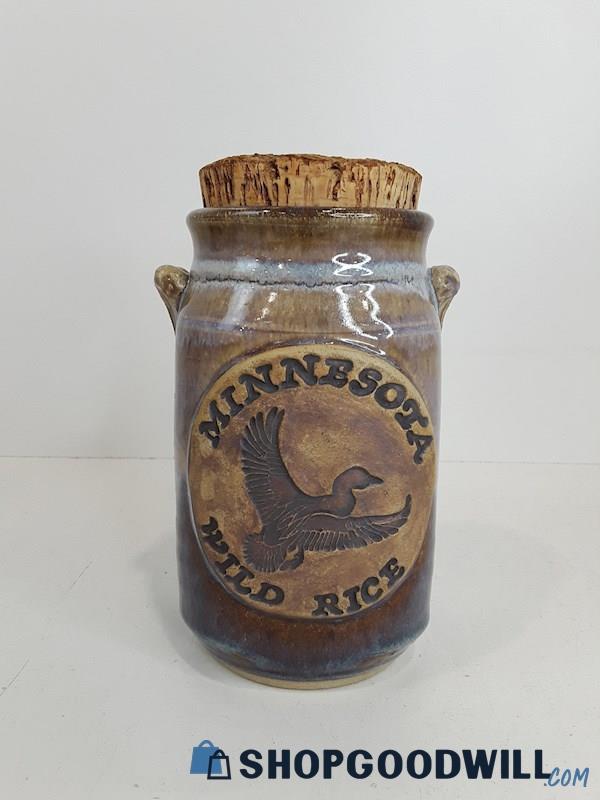 Vintage Studio Pottery Minnesota Stoneware Rice Canister jar 