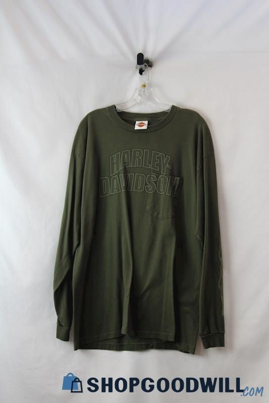 Harley-Davidson Men's Green Long Sleeve Graphic Pocket Tee sz XL