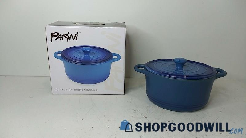 IOB Parini Blue Gradient 3 QT Flameproof Casserole Dish w/Lid Cookware 