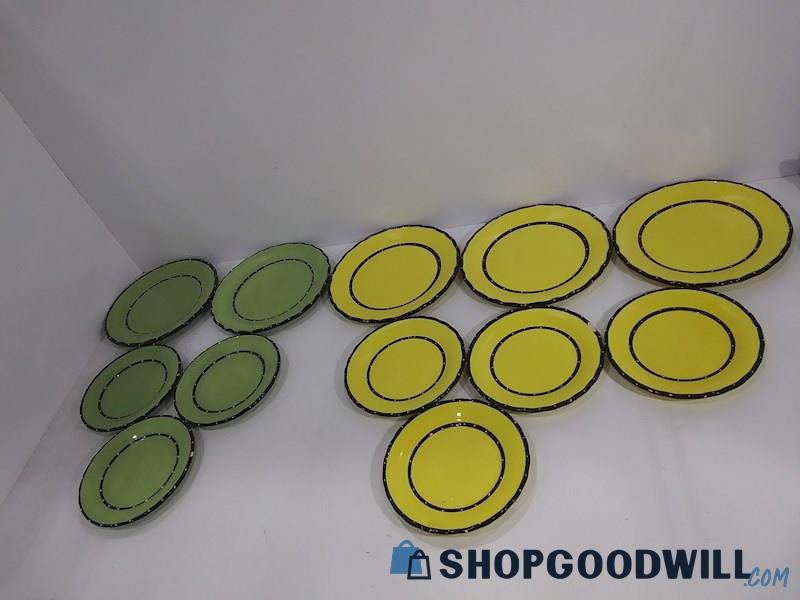 Casa Vero Green & Yellow Plate Set of 12 - 2 Sizes