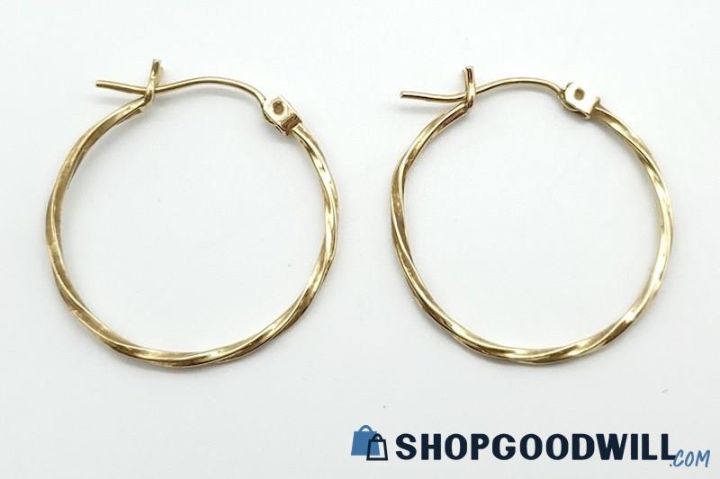14K Yellow Gold Twisted Dangle Earrings 1.03 Grams