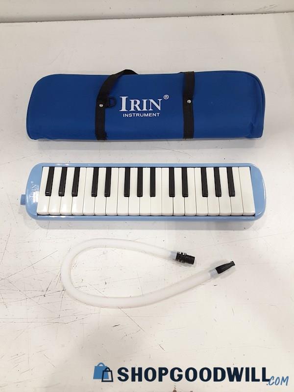 IRIN 32 Key Note Blue Piano Melodica Accordion Youth Child w/Mouthpiece & Case