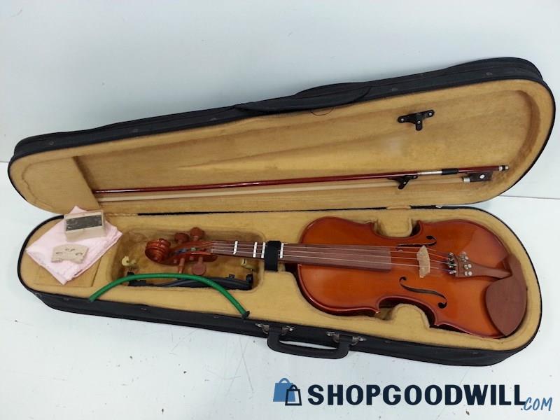 4/4 Violin W/Bow/Shoulder Rest/Rosin/Extra Bridge W/Case Unbranded