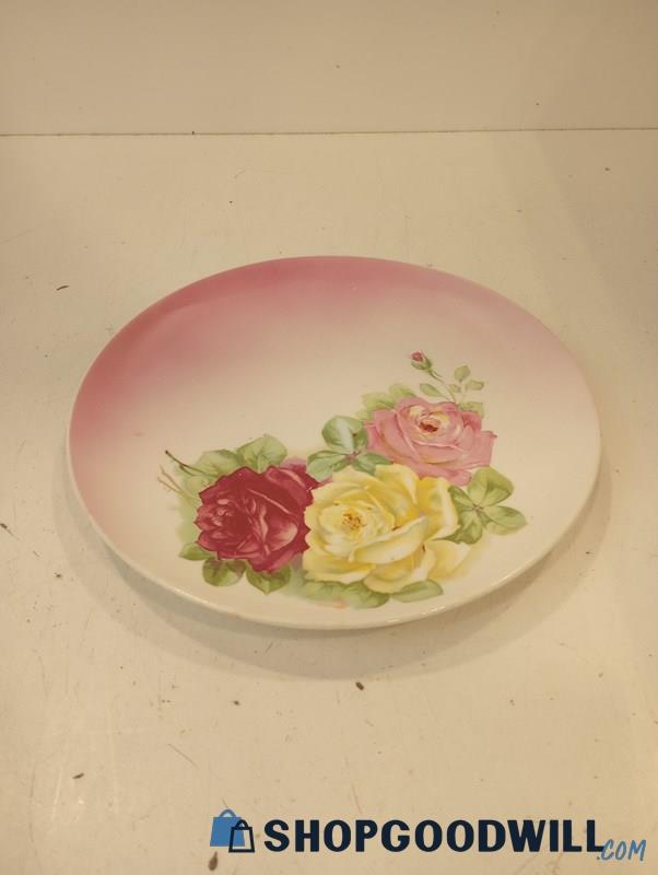 Vintage Sevres Pink Ceramic Floral Plate