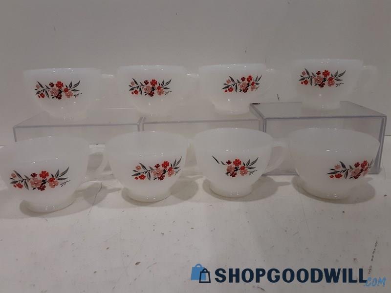 Unbranded 16 Piece Milk Glass Cups & Snack Trays