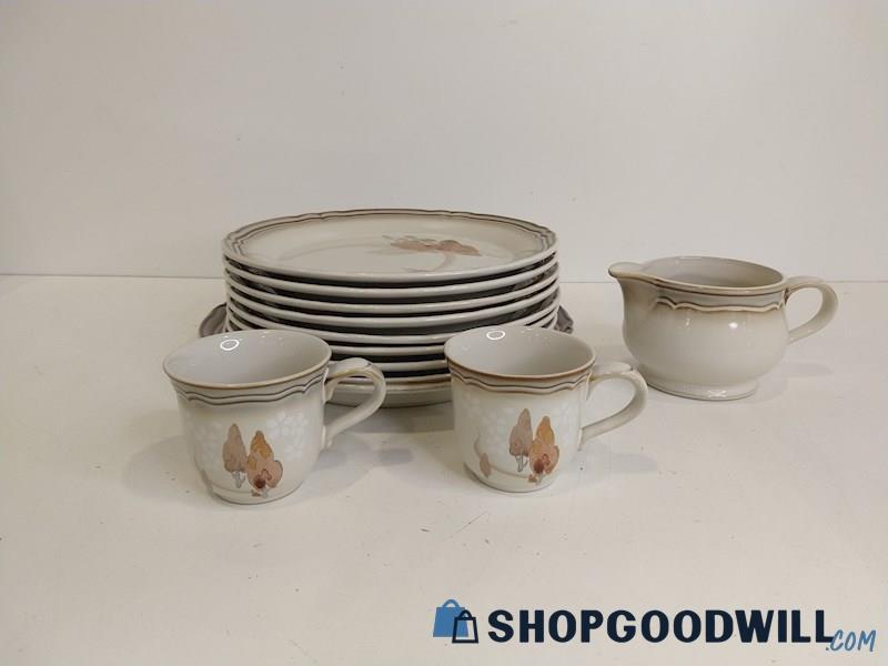 12pc Vintage Noritake Stoneware Mountain View Plates, Mugs, & Pouring Cup
