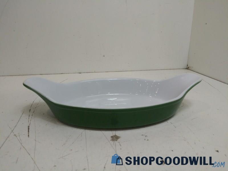 Fine Porcelain Oven to Table  Oval Dish Bowl Skillet Casserole Green Avocado 