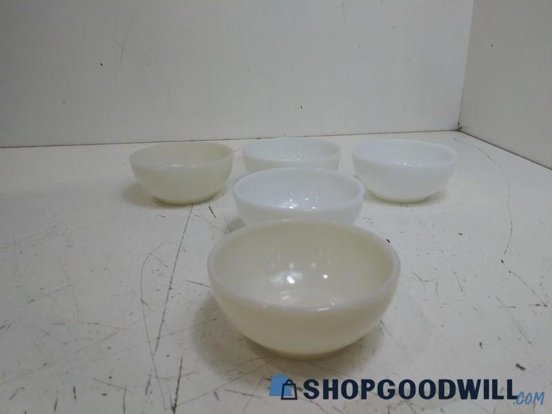 5PC Anchor Hocking Fire King Milk Glass Small Bowls Ovenware Dish Cereal Kitchen