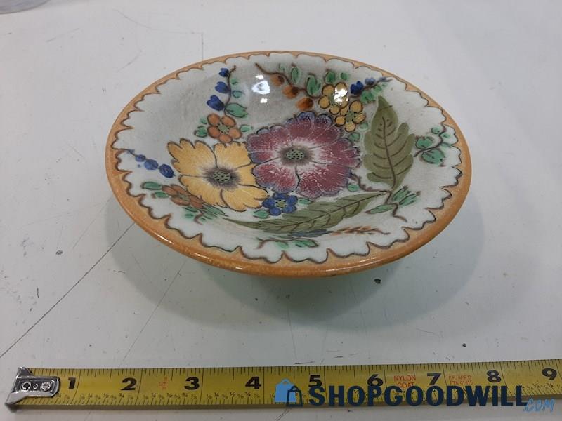 Art Pottery 1899 Anjer Holland Floral Pedestal Bowl 7