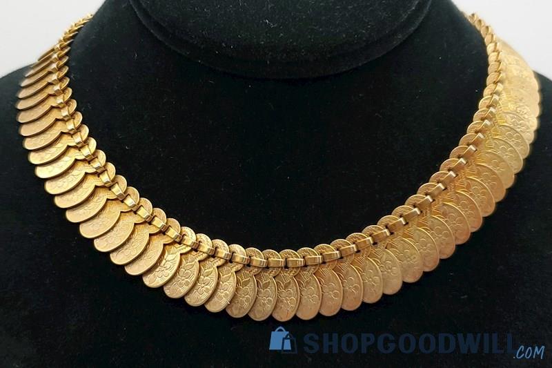 Vintage Gold-Tone Unsigned CORO Cleopatra Style Necklace
