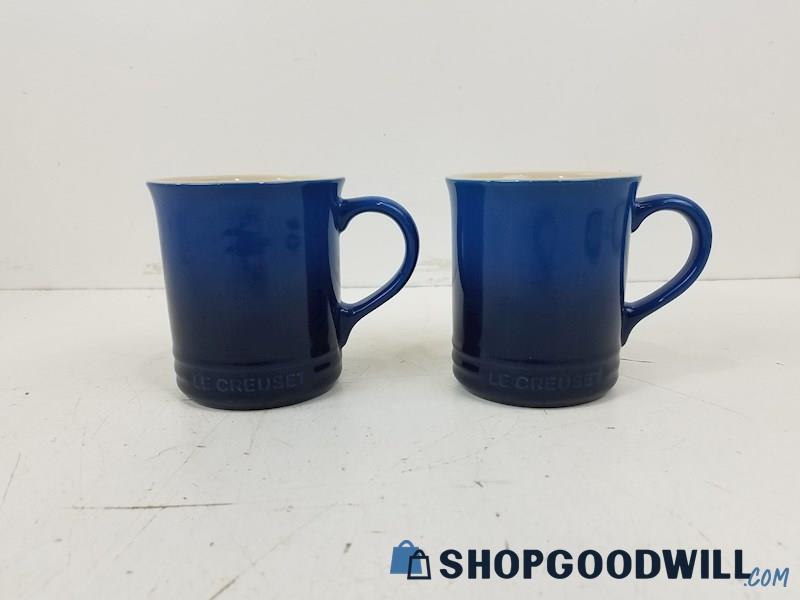 Le Creuset Coffee Mugs Stoneware Set Of 2 Dark Blue Cups, Hot Drinks, Tea