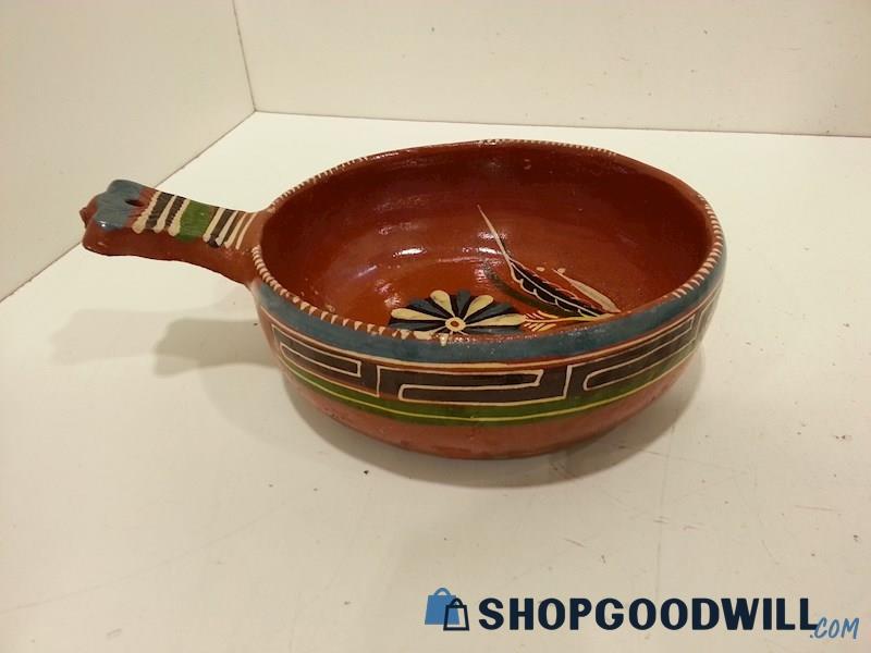 Mexican Cooking Pot Folk Art Red Clay Unbranded