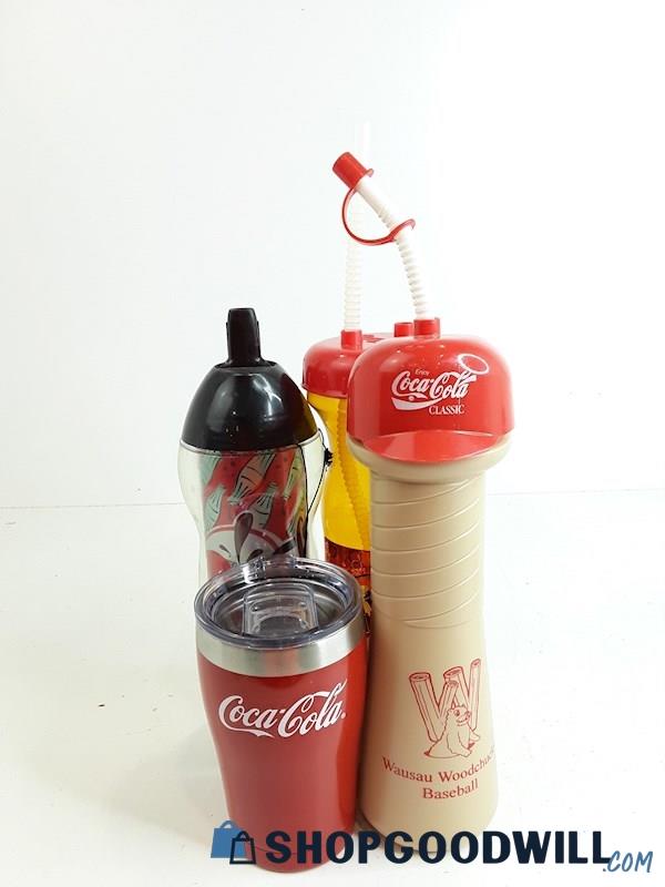 Lot 4 Pc Coca Cola Assorted Water Bottle Cups 