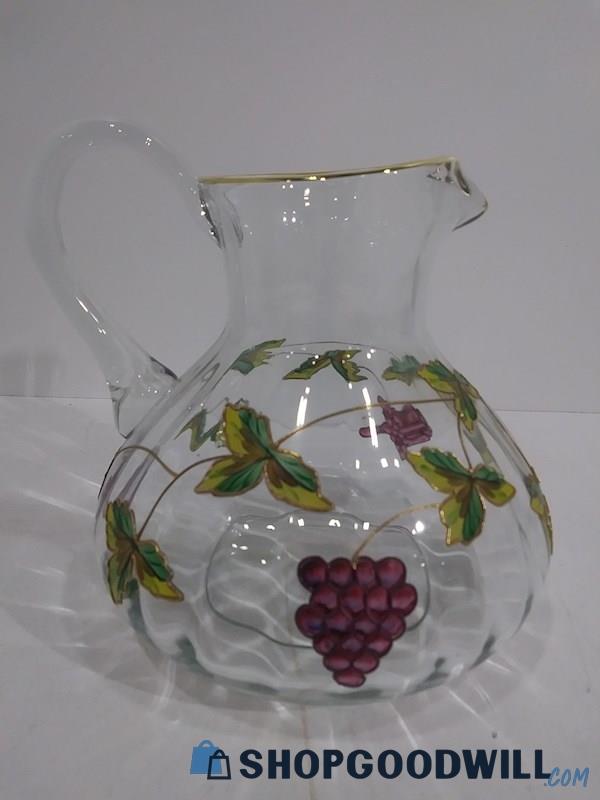 Unbranded Grape Vine Art Glass Pitcher