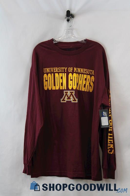 NWT Russel Men's Marron/Gold Long Sleeve U of M Golden Gopher Shirt SZ XL