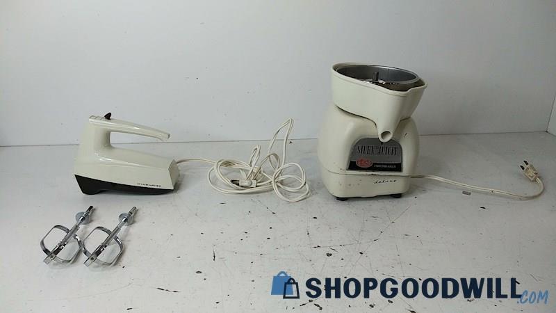 2 Vintage Kitchen Appliance Sunbeam Handmixer & Silex Juicit Juicer (Tested)