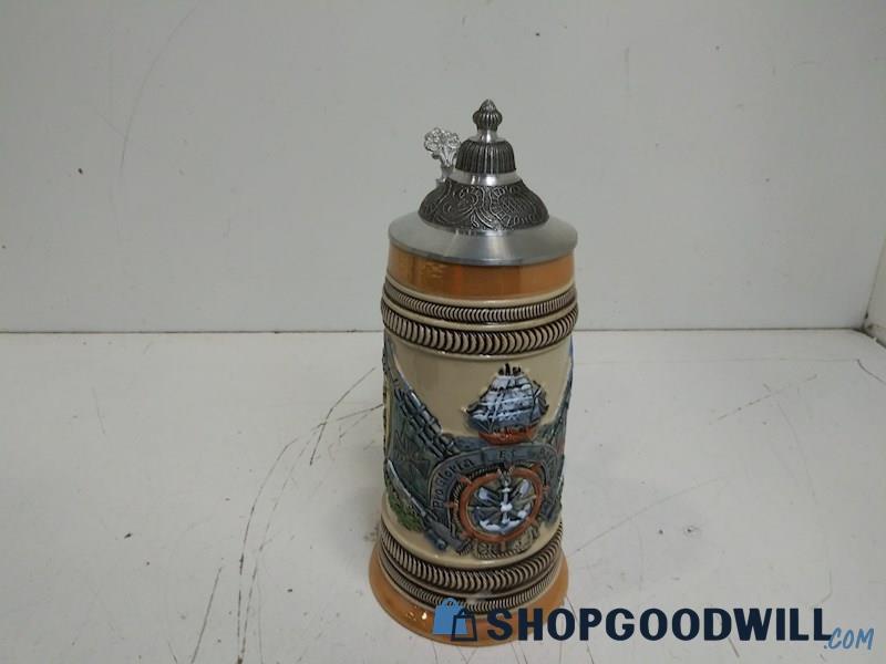 Beer Stein Ship Design German Hand-painted Clipper Ship With Handle Ceramic Bar 