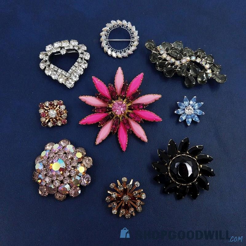 Vintage Bling Costume Jewelry Brooches 