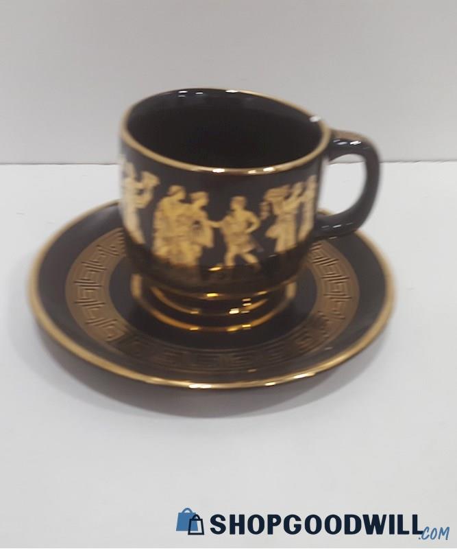 Appears To Be Vintage Greece Gold Rimmed Cup & Saucer