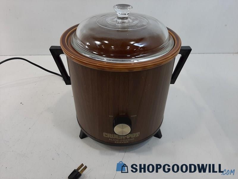 Vintage Wood Look Rival Crock Pot Slow Cooker Powers On Heats Up