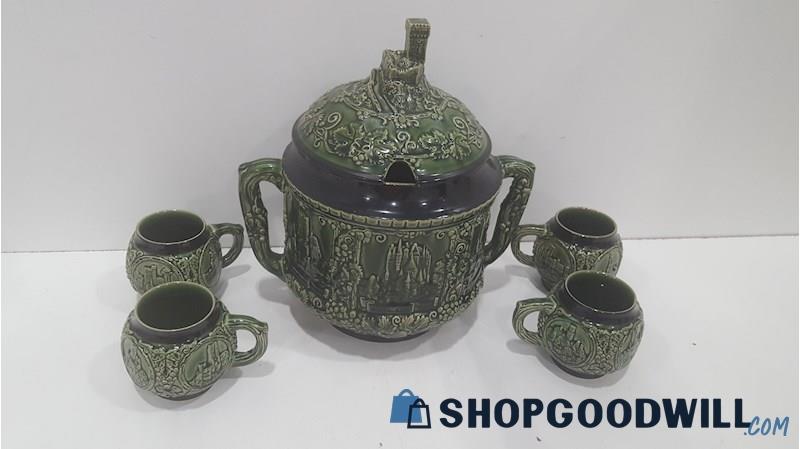 Appears To Be Marzi & Remy German Potter Tureen W/Lid & Mugs