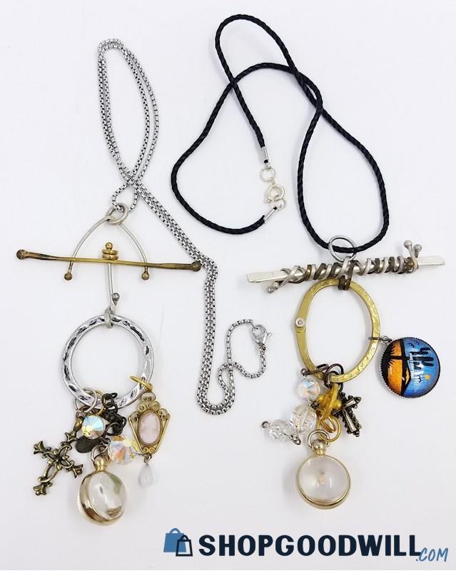 Mixed Media/Metals Artisan Charm Necklaces 