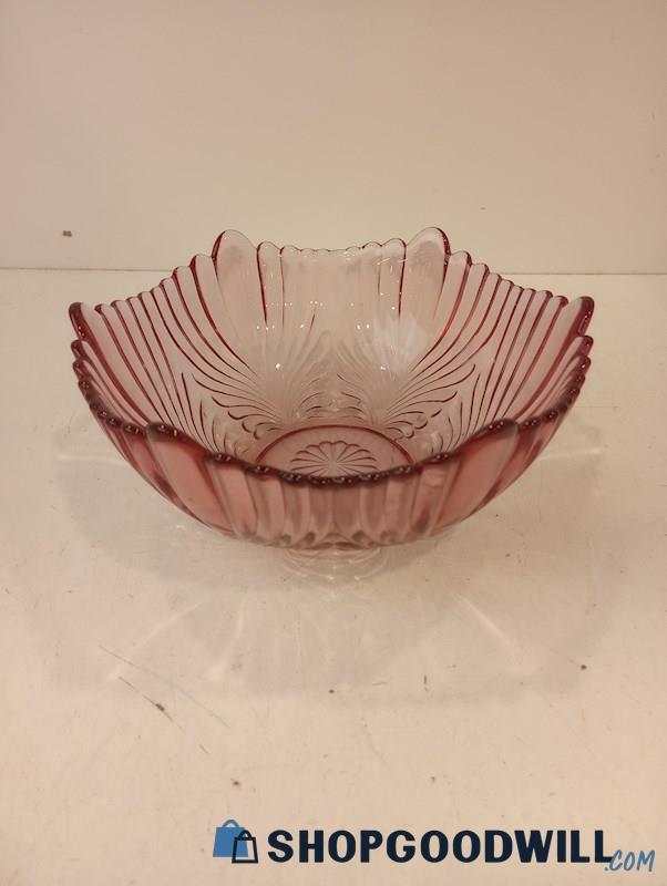 Vintage Fenton Purple Glass Dusty Rose Pattern Bowl