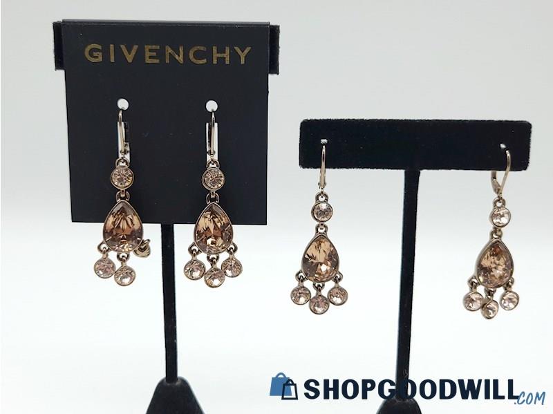 GIVENCHY Brown Tonal Pink Dangle Earrings - 2 Pairs