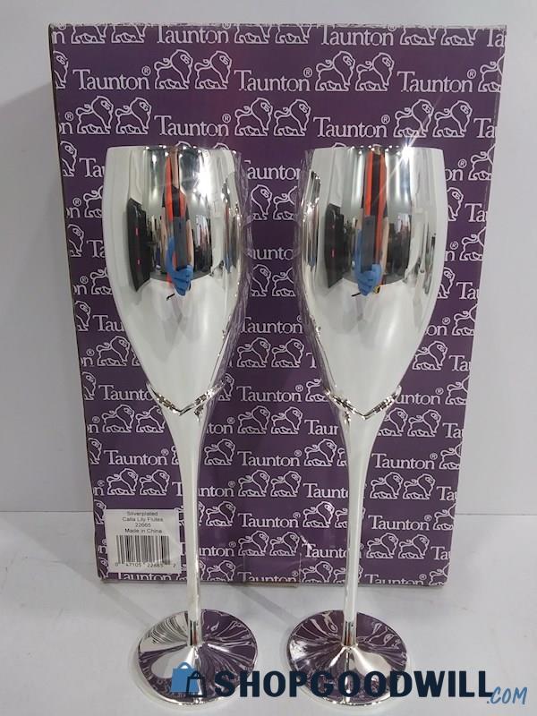 Taunton Silver Plated Cella Lily Flute Cup Set of 2 IOB