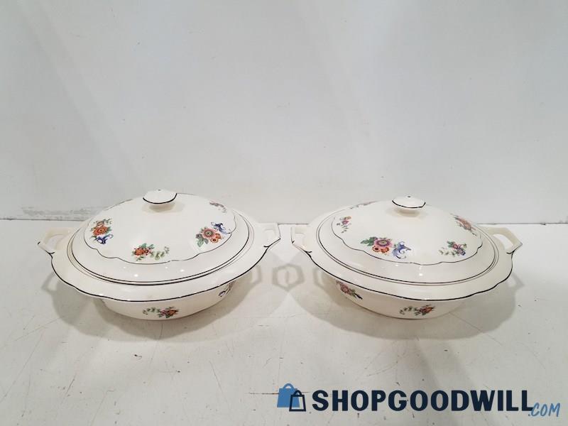 2 Sets Of Vintage Serving Bowls With Lids