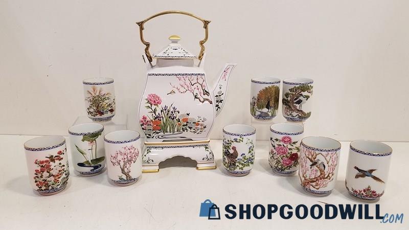 13PC VTG FP Porcelain Japanese Pattern Teacups , Teapot W / Lid + Stand