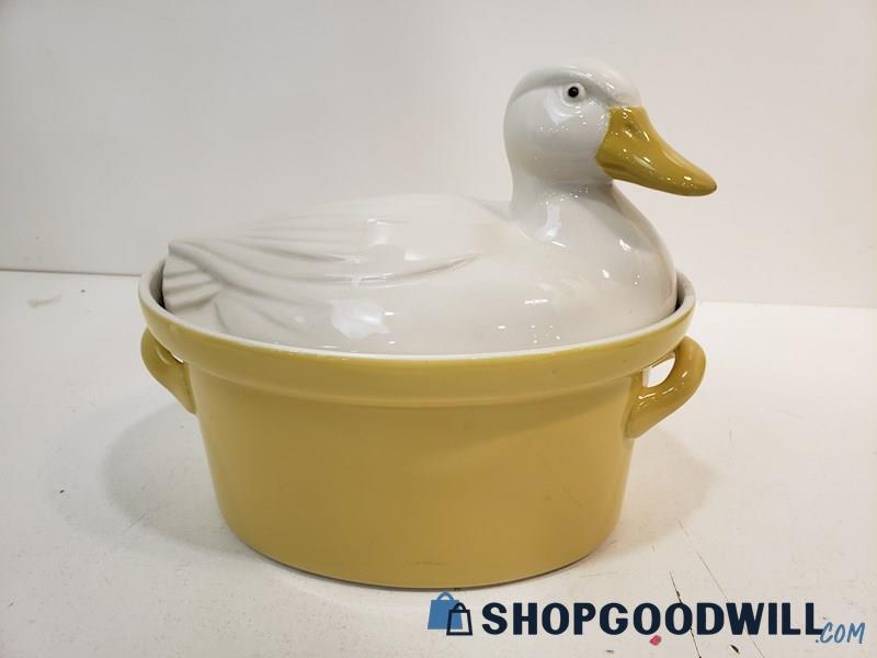Vintage Hall Carbone Ceramic Baking Dish Tureen Casserole Duck Figure Cookie Jar