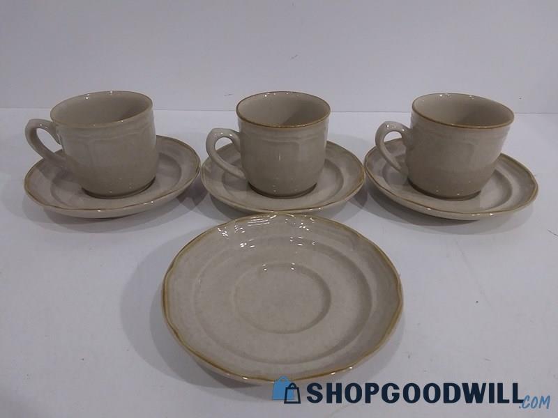 Unbranded Japan Stoneware Tea Cup & Saucer Plate Set of 7