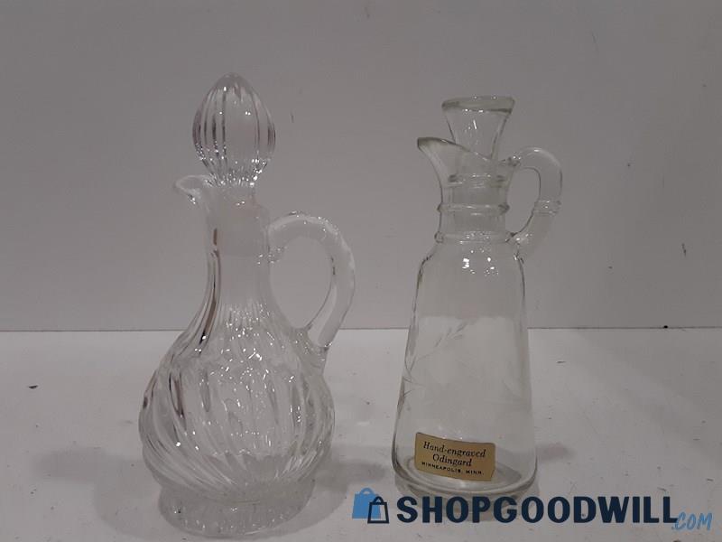 4 PC Odingard Hand Engraved & UNBRANDED Decanters w/ Stoppers