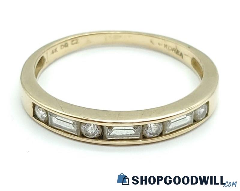14K Baguette & Round Cut CZ Band Ring (Size 9 & 3mm. Wide) 2.45 Grams