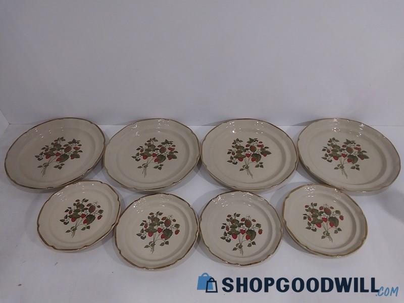 Sunmarc Endura Collection Stoneware Strawberry Plate Set of 8 - 2 Sizes