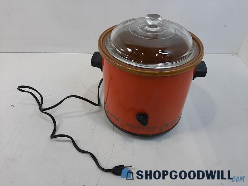 Vintage Orange Rival Crock Pot Slow Cooker Powers On