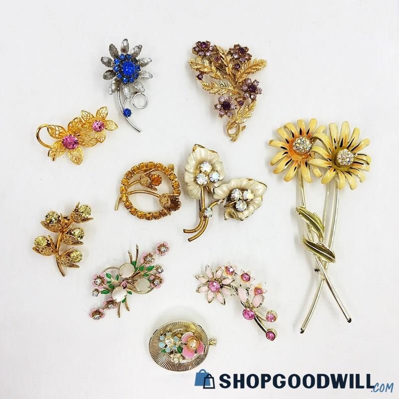 BROOCHES - Vintage Floral Costume Jewelry 