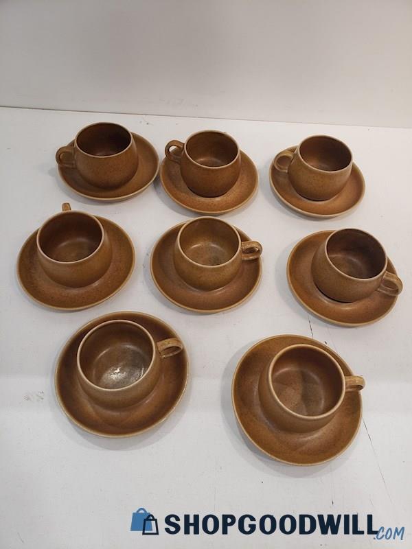 16pc Denby Ram's Head English Brown Stoneware Cup/Mug  Saucers Plates